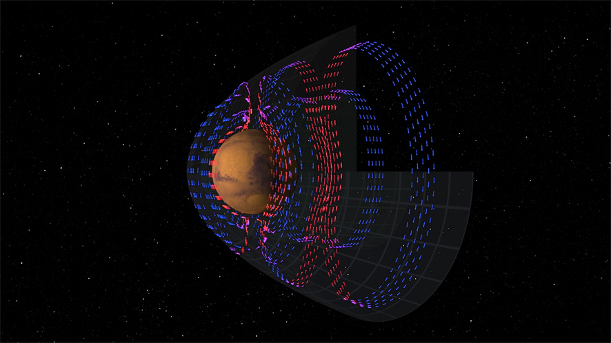 Komputerowa symulacja prądu elektrycznego otaczającego Marsa 