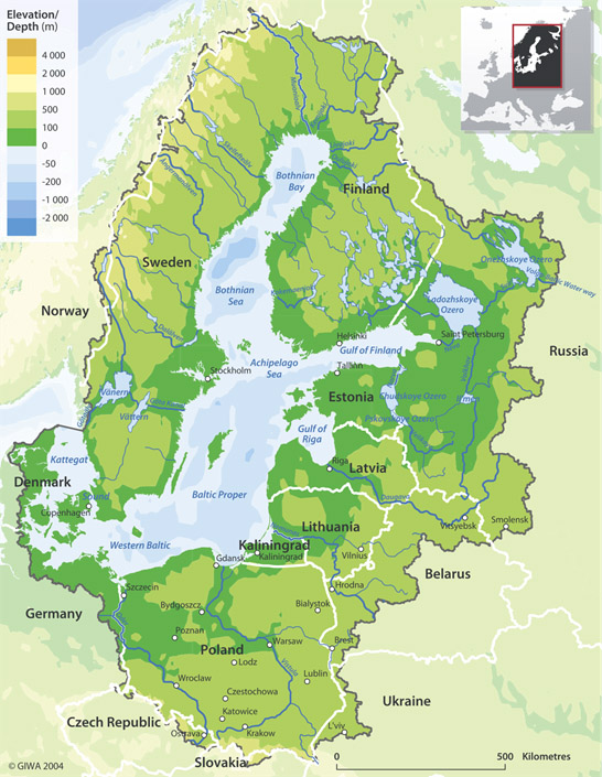 Zlewisko Morza Bałtyckiego (źródło: Global International Waters Assessment (GIWA), published by HELCOM).