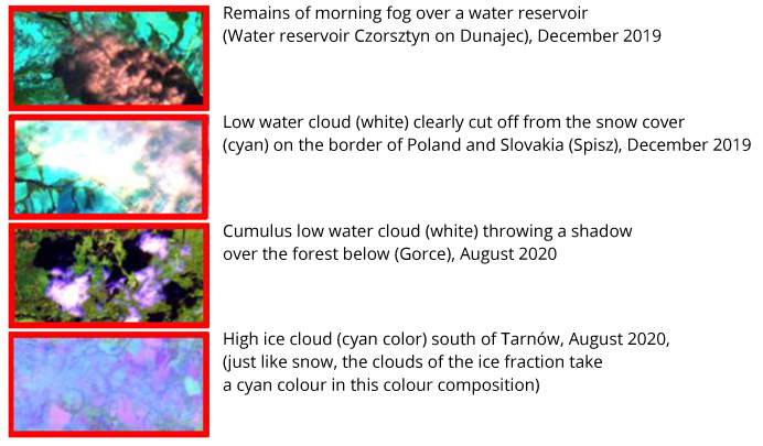 Mapping of clouds and snow in RGB Agriculture images at different times of the year
