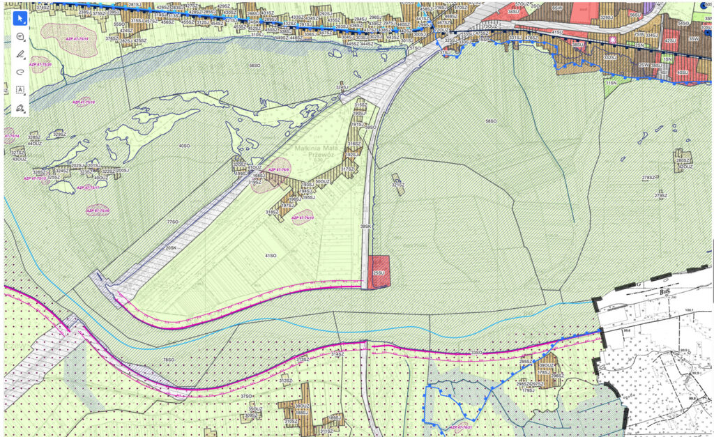 Plan ogólny gminy Małkinia Górna – fragment obszaru. Źródło: Cześć graficzna uzasadnienia planu ogólnego.