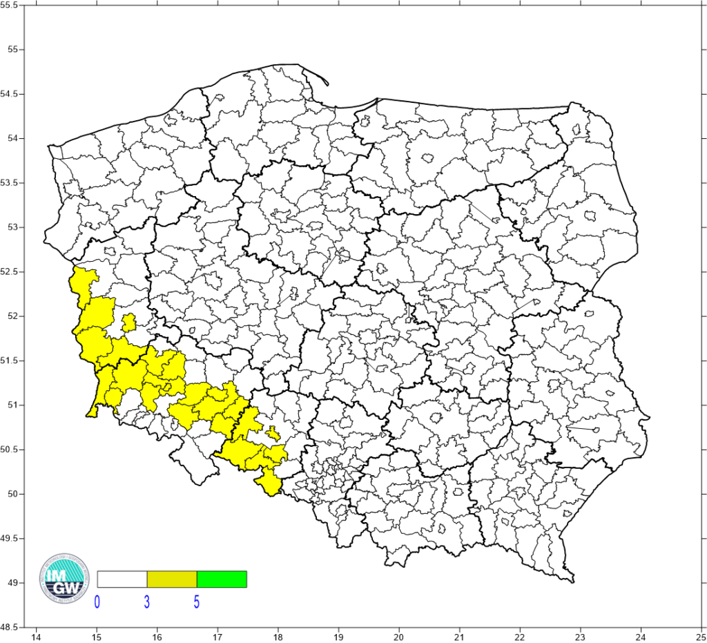 Mapa kryterium wcześniejszego terminu nawożenia z dnia 27.02.2026 r. Źródło: agrometeo.imgw.pl.