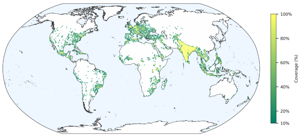 Mapa globalnego zasięgu modelu danych modelu LSTM opracowanego przez Google Research. Źródło: https://gdacs.org/.